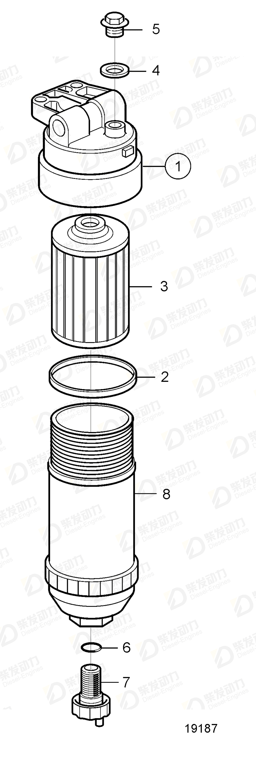 VOLVO Fuel filter 21408356 Drawing
